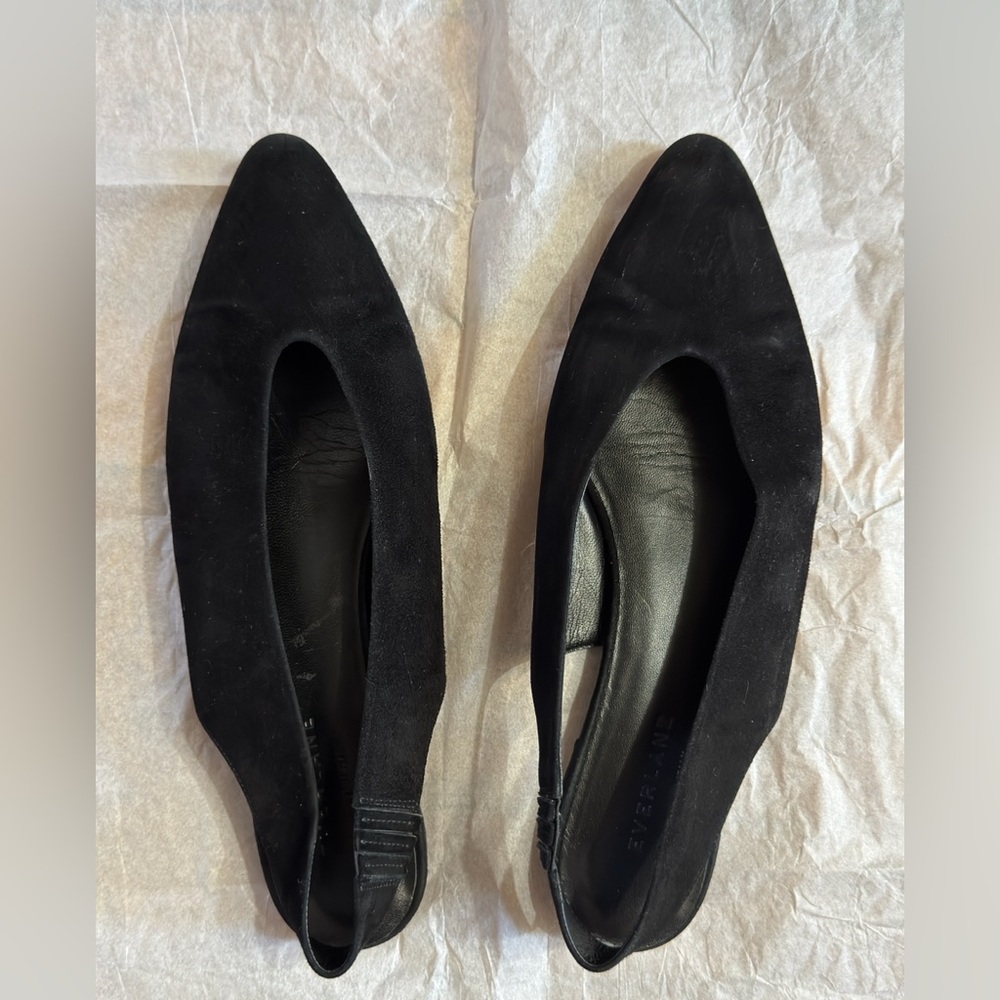 Everlane Black Suede Pointed Ballet Flats